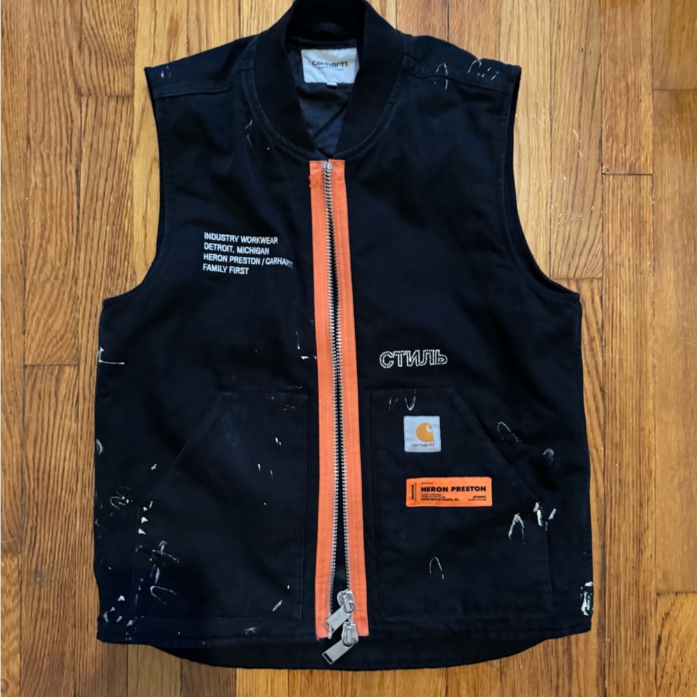 Heron Preston Black Vest with Orange Details